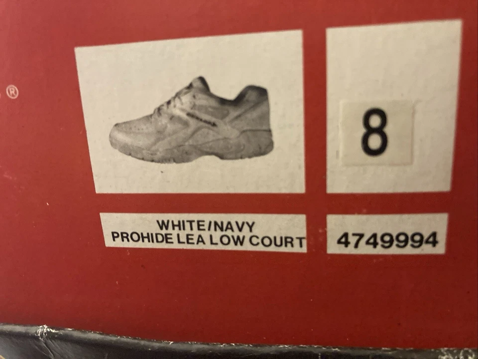 Tenis Dunlop Prohide de Colección Años 90 Cuero Corte Baja Blanco Azul Marino Talla 8 NUEVO ANTIGUO STCK Foto 2 de 4