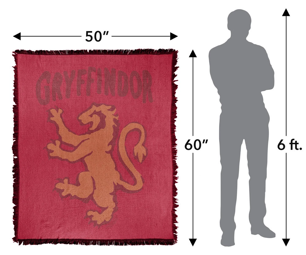 Harry Potter Blanket, 50"x60" The Gryffindor Woven Blend Throw Blanket