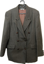 Barneys New York Wool Blazer Jacket Green Brown Formal Button Lined Uk12 Us10
