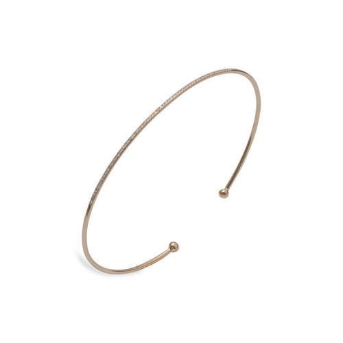 14K Gold Cuff Bangle,14k Solid Gold Diamond Flexible Thin Dainty Cuff Bracelet - Picture 5 of 6