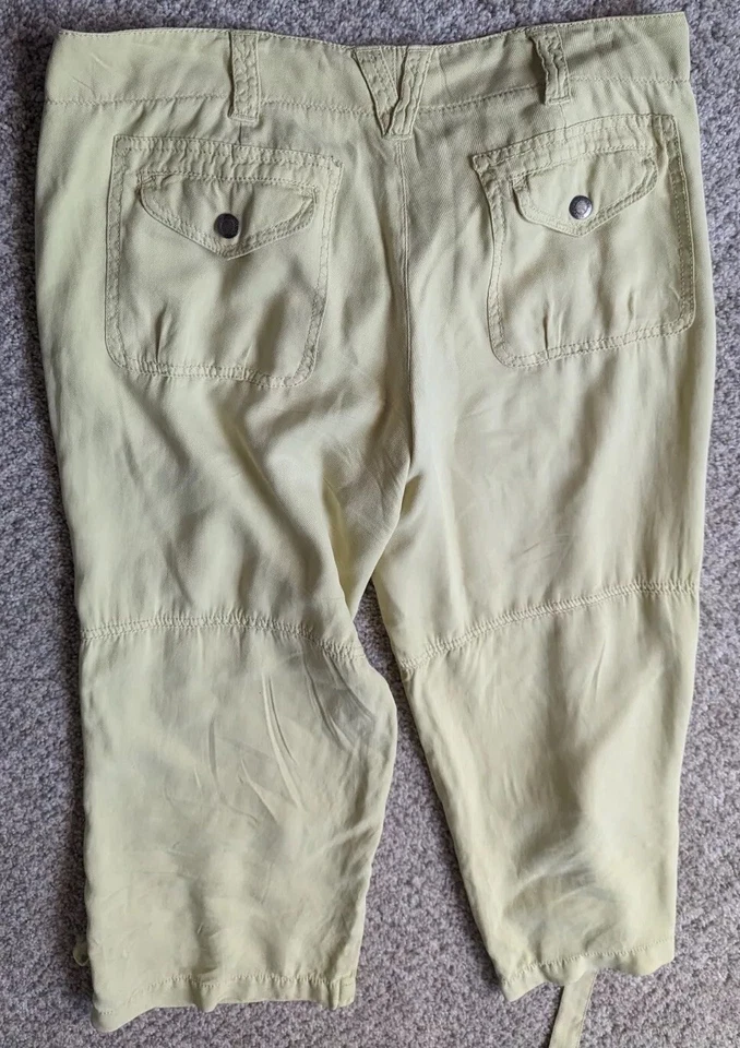 Pantalones cargo Vince de seda para mujer 6 8 amarillo neón brillante recortados utilitarios Y2k Foto 4 de 4