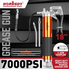 Heavy Duty Pistol Grease Gun 18" Flex Hose 14oz Lubrication Cartridge 7000 PSI