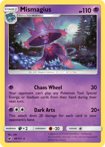 1x Mismagius 40/111 RARE REVERSE HOLO Crimson Invasion Pokemon TCG