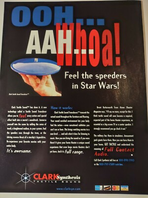 Clark Synthesis Tactile Sound Tranducer Feel Speeders in Star Wars Print Ad