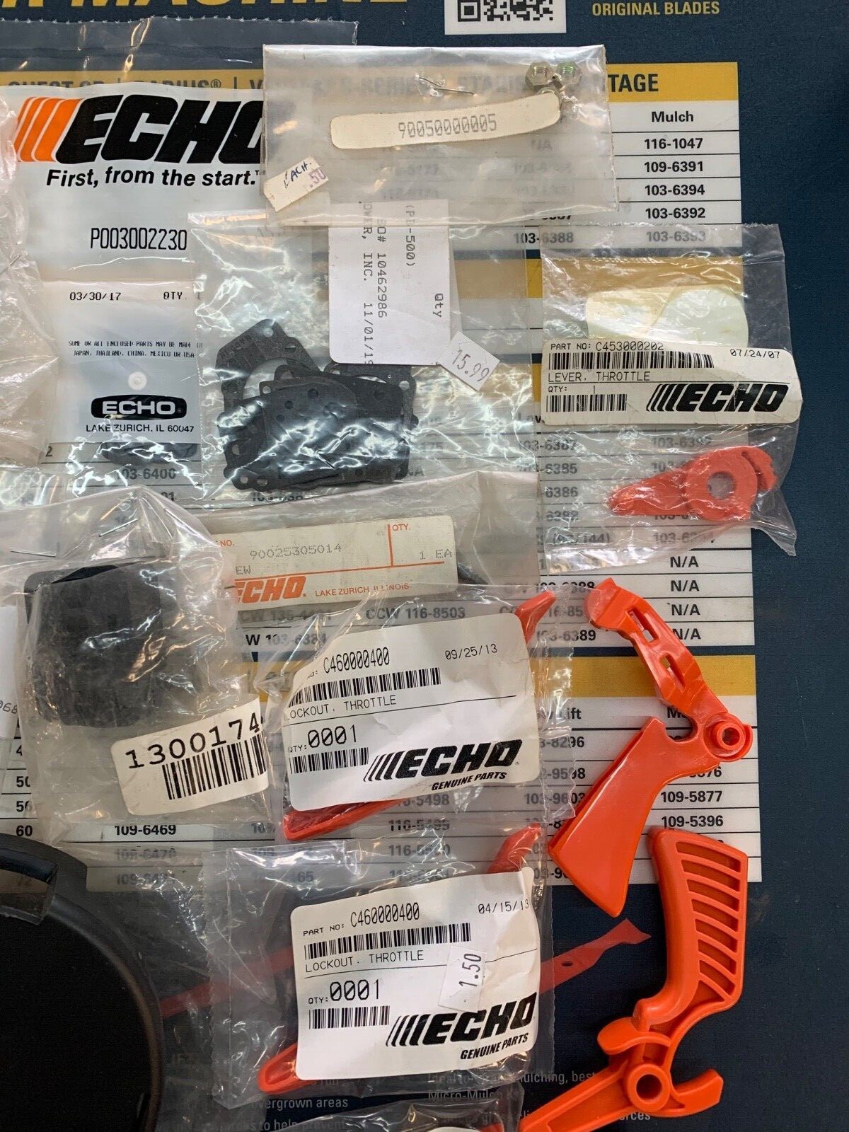 Big Dealer Echo Parts Lot, 38 pieces plus gaskets, Weed Eater, Trimmer