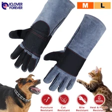 Animal Handling Gloves Bite Proof Dog Cat Bird Reptile Leather Sleeve Protection