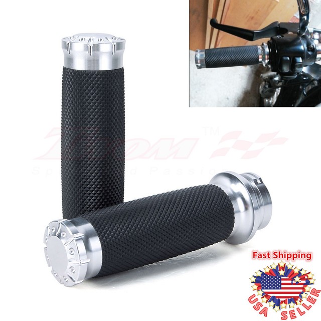 Chrome 1" Motorcycle Handle Bar Hand Grips For HarleyDavidson Cruiser