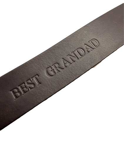 Leather Bookmark in Dark Brown Veg Tan Leather with Best Dad or Best Grandad - Picture 6 of 8