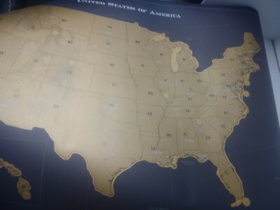  USA Travel Scratch Map Features Landmarks and More Black & Gold 32.6'' x 23.4''