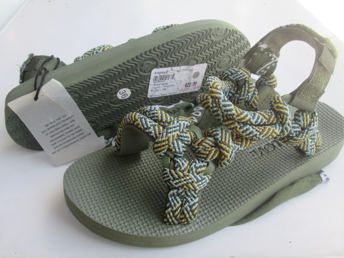 New $239 Arizona Love Trekky Rope size 36 sport sandal green