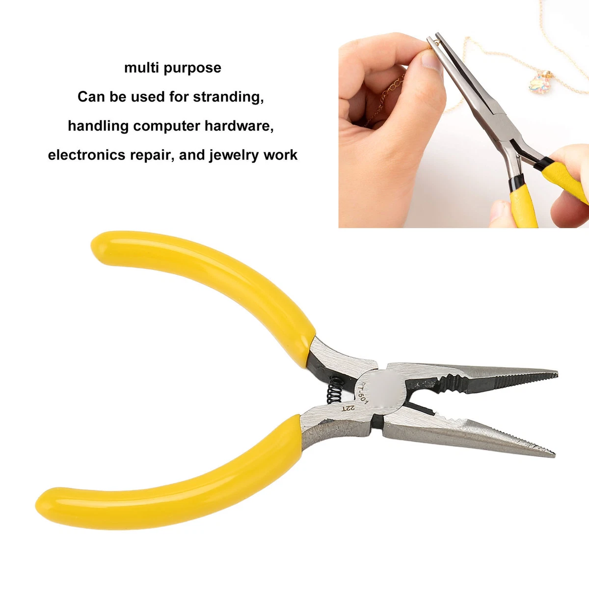 Serrated Needle Nose Plier 5 Inches Alloy Steel Portable Easy Use Needle  Long