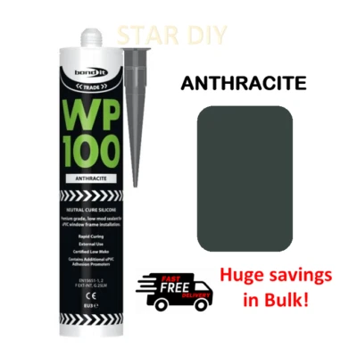 ANTHRACITE GREY WP100 General Purpose Silicone Sealant Rapid Cure Mastic Bond It