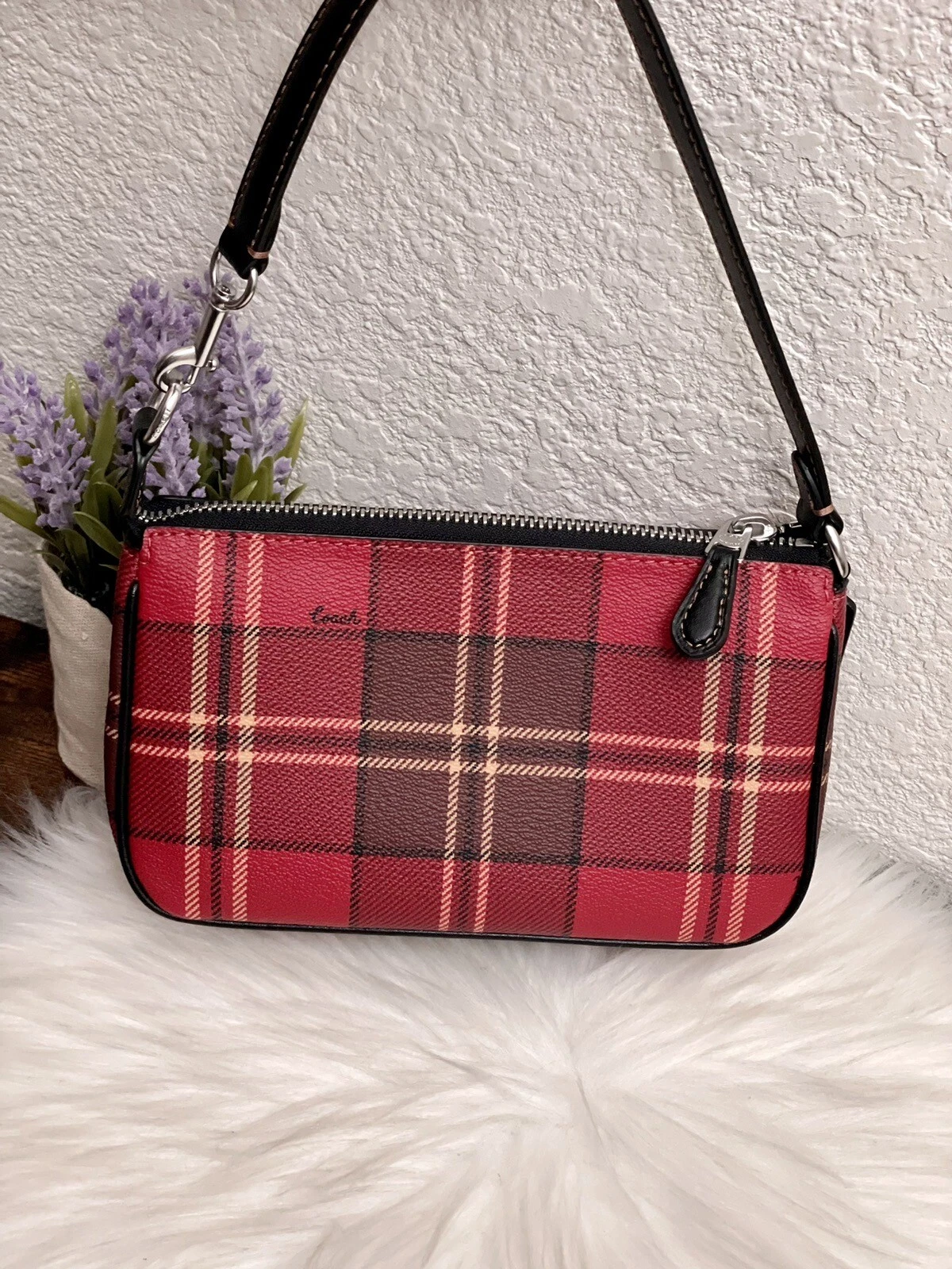 Coach Nolita 19 con stampa a quadri tartan CC809 rosso nero multi