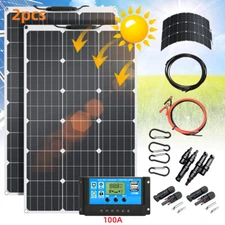 200W Solar Panel 12V Trickle Charger Battery Charger Kit Maintainer + Controller