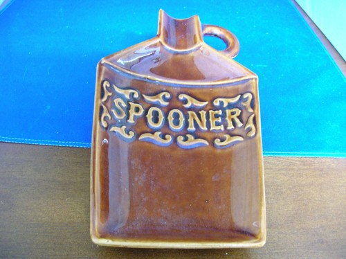 California pottery brown spooner (spoon holder) 7" x 4 1/4" Made of USA - Picture 2 of 5
