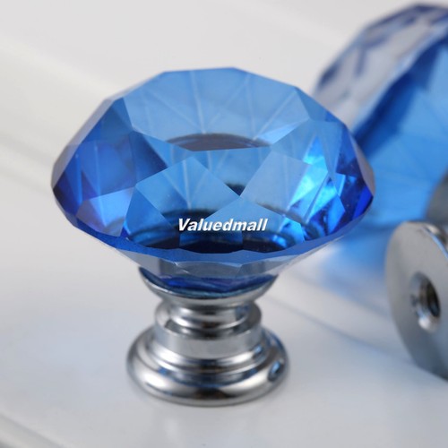 Stylist Knobs Blue Crystal Diamond Glass Cabinet 30mm Knob Handle Drawer  Pull - Bild 9 von 13