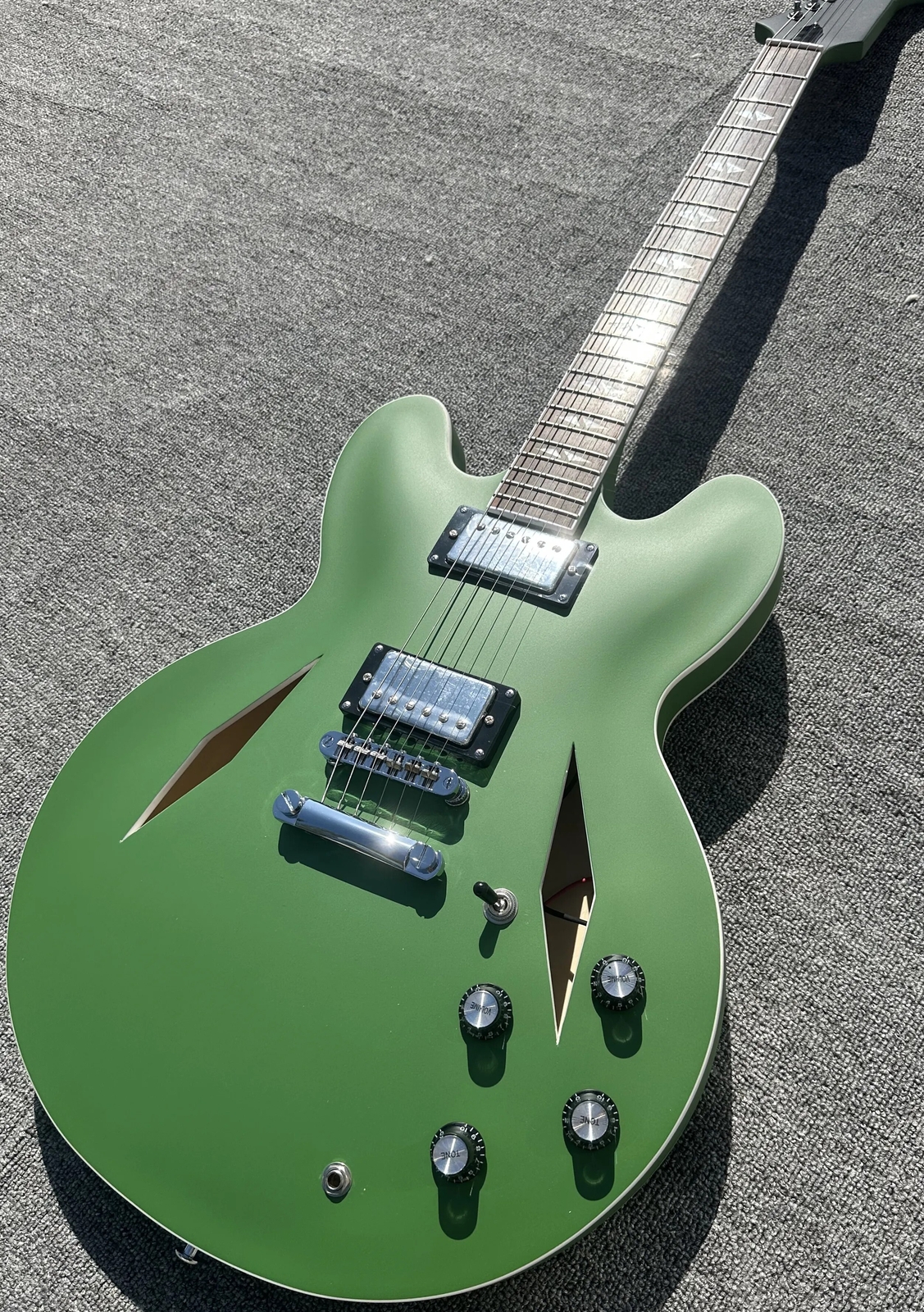 Hollow Body Electric Guitar with Matte Finish & Silver Hardware - Fast Delivery