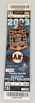 MLB 2003 06/24 Los Angeles Dodgers at SF Giants Full Ticket-Jason Schmidt WP
