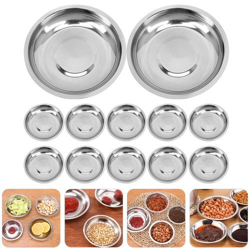 12 Pcs Stainless Steel Plate Metal Cooking Bowls Ingredient for Child