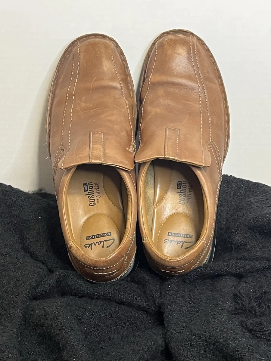 Clarks Men Brown Leather Slip On Loafers Ortholite Cushion Soft Sz 10.5W clarks escalade products for sale | eBay main image 3