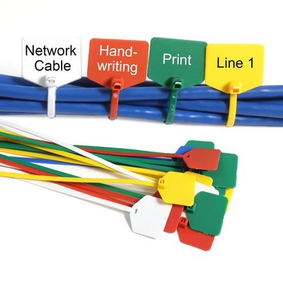 100PCS 8in Marker Nylon Cable Ties Write-On Wire Label Tags Blue