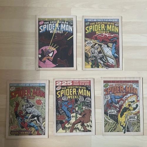 Spectacular Spider-Man Comic Bundle #344 - 348 (1979) Vintage Marvel U.K. Weekly