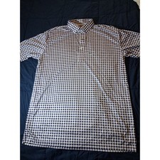Collars Co Mens XL Polo Shirt Navy White Gingham Performance Short Sleeve Golf