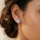 Pristine Light Blue Sapphire 2.65Ct 925 Sterling Silver White Gold Stud Earrings