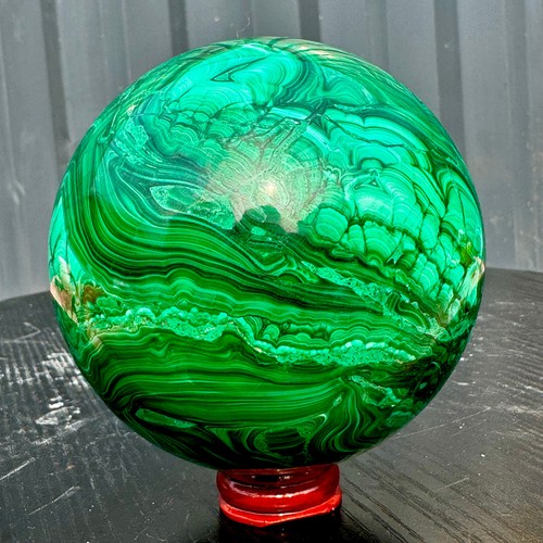4.4LB Rare Natural Malachite Quartz Hand Carved Sphere Crystal Healing - Picture 4 of 14