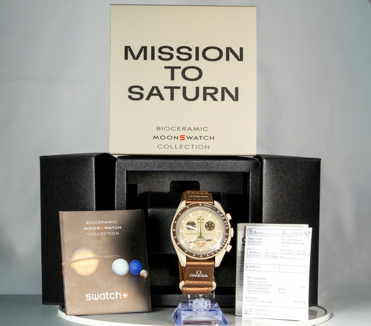 Swatch x Omega Bioceramic Moonswatch Mission To Saturn 42 mm Beige