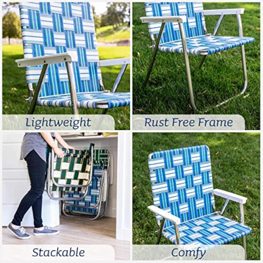 Folding aluminum outdoor patio lawn chair | heavy-duty webbed chairs f