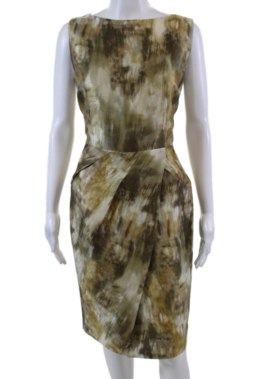 Michael Kors Womens Silk Sleeveless Pleated Waist Detail Dress Beige  Size8Free Shipping in US $100+ Orders | $6.95 Orders Below