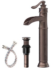 Vessel Sink Faucet Copper Tall Bathroom Faucets Waterfall Single Handle