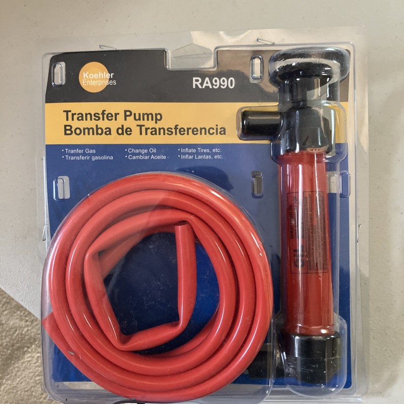 Koehler RA990 Siphon Pump Kit - Portable Manual Fluid Transfer for Gas, Oil, Air
