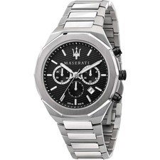 Mens Wristwatch MASERATI STILE R8873642004 Chrono Stainless Steel Black