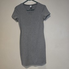 Old Navy Knit T-Shirt Dress S Heather Grey Short Sleeve V-Neck Pullover Short