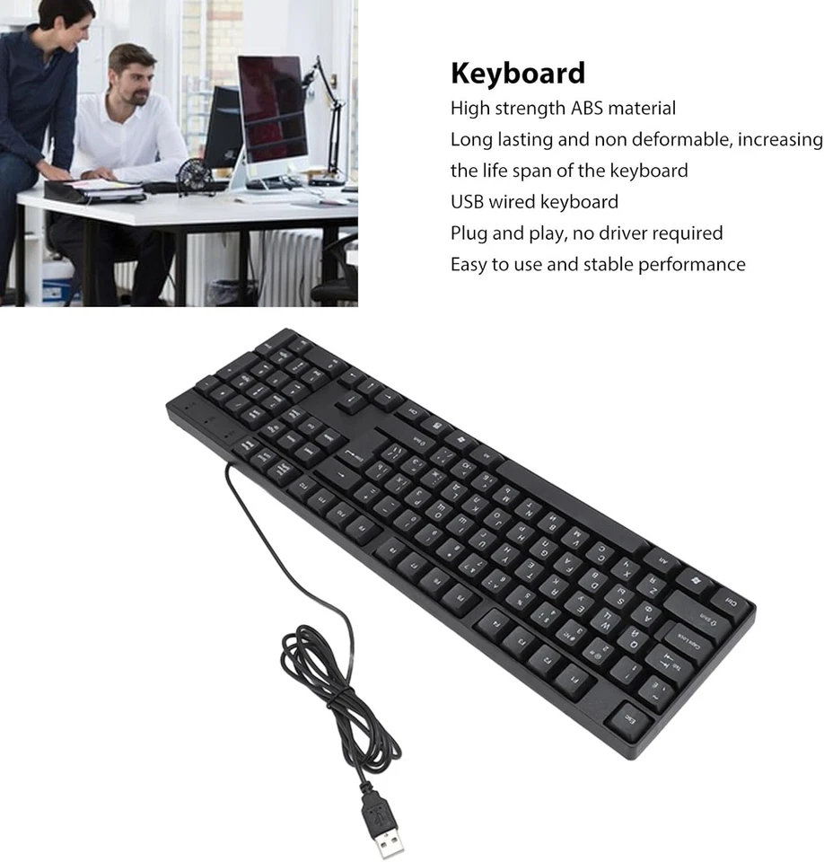 USB Wired Minority Language Keyboard, 104 Keys Russian/English, Ergonomic Plug & - Image 2 of 4