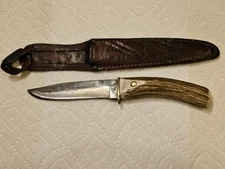 Rare GEORGE WOSTENHOLM & Son WASHINGTON WORKS, Sheffield  England Stag Knife