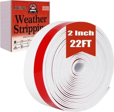 Weather Stripping, 2 Inchx22 FT Door Seal, Draft Stopper, Silicone Strip (White)
