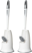 2 Pack Toilet Bowl Brush with Holder for Bathroom, Under-Rim Double Brush Head,