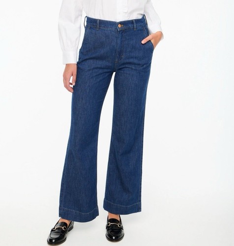 J.CREW Denim Trouser Women Petite 26P Full Length NEW Cotton Stretch BL906