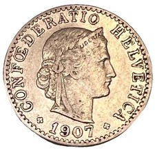 1907-B  🇨🇭Switzerland 20 Rappen Coin - KM# 29 - Combined Shipping - Lot C92h