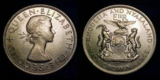 RHODESIA AND NYASALAND 1955 Half Crown Ch BU