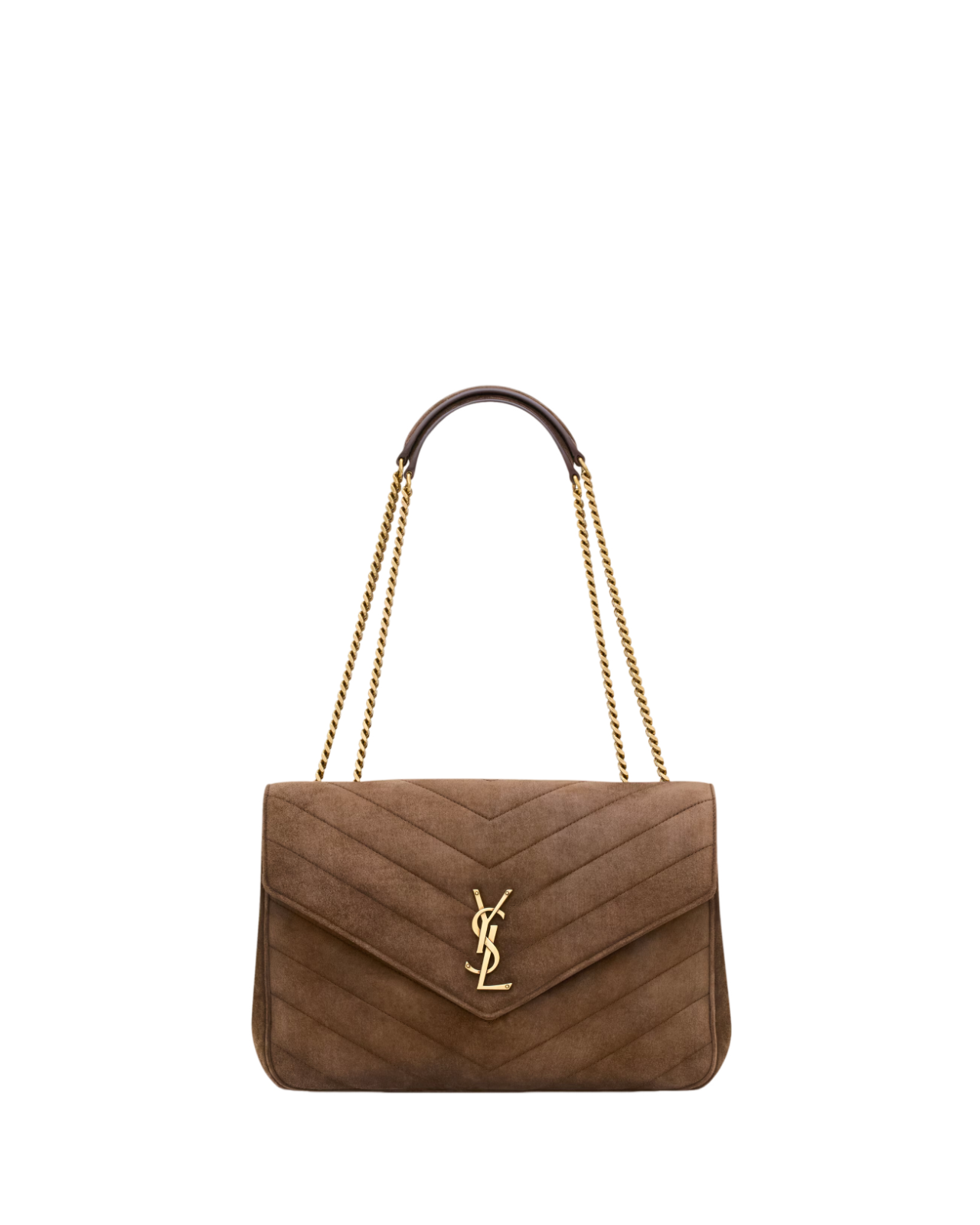 SAINT LAURENT Loulou Large $3700 Brown Coffee Suede Shoulder Bag New