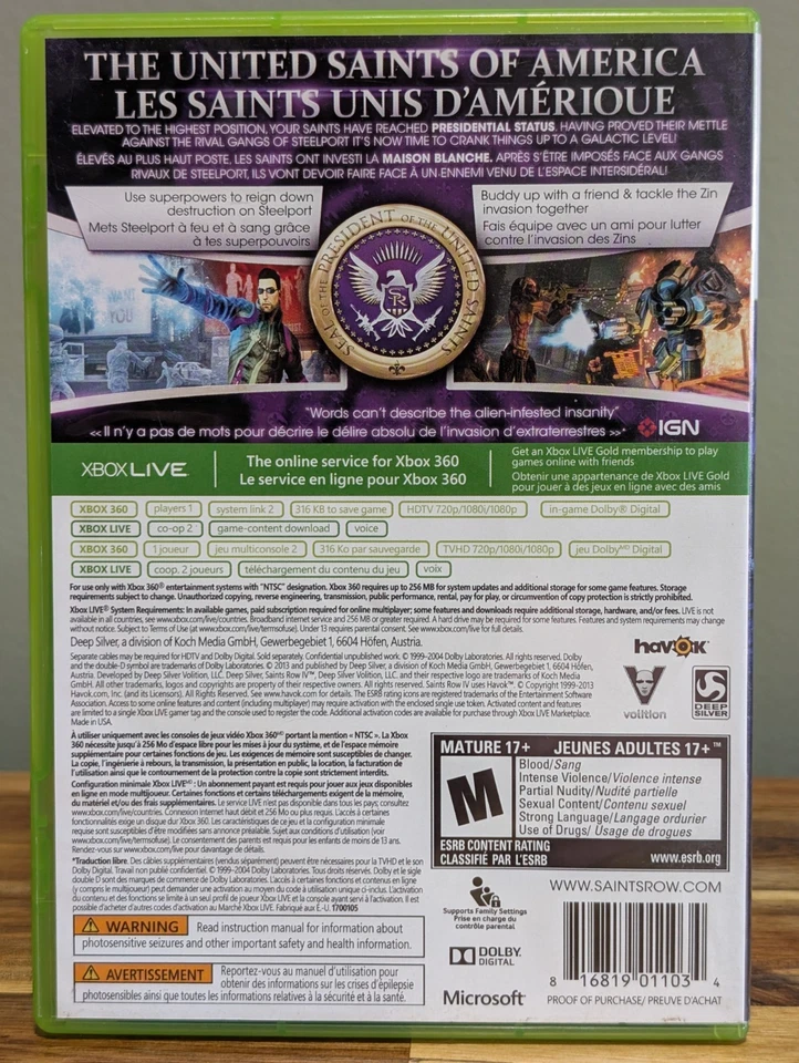 Saints Row IV (Microsoft Xbox 360, 2013) ➡️CIB  - Tested - Near Mint 📀! - Image 2 of 4