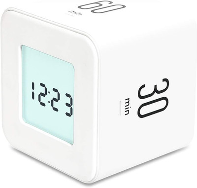 Multi Clock Time Cube Timer (White), Alarm & Backlight Desk Productivity for ADH