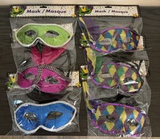 Mask/Masque Festival Mardi Gras Masquerade Various Colors, 6 Total New