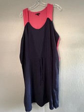 Gap Dress Womens XXL Blue Pink Colorblock Tank Sundress Scoop Neck Midi