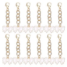 12Pcs White Party Favors Bow Key Chain, Key Ring Bows Keychain Charm, Solid