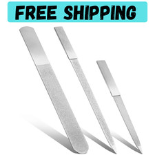 Diamond Nail File Set, 3Pcs Metal Nail File, Stainless Steel Double Side Fingern